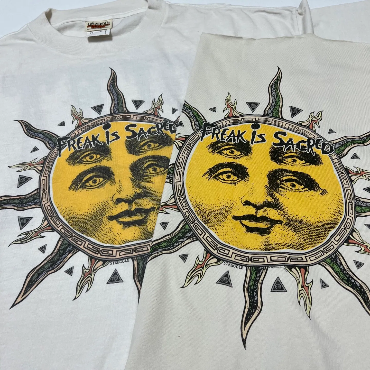 Printing sample comparison CACTUS PLANT FLEA MARKET x SAINT Mxxxxxx SUN SS TEE/WHT CPFM joint model Four-eye sun printed short sleeves off-white S-XL